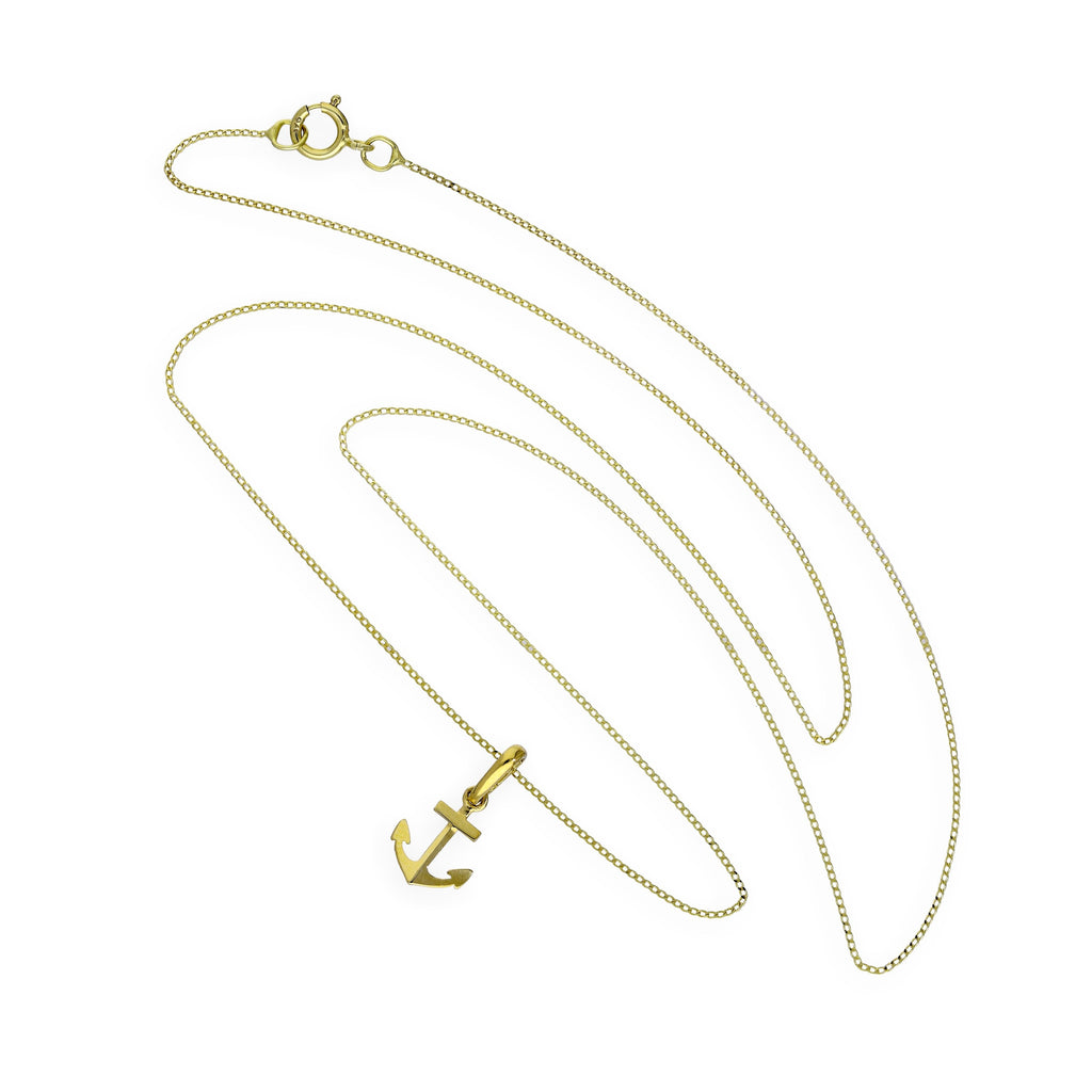 Halskette aus 9 Karat Gold mit Ankeranhänger, 40-50 cm