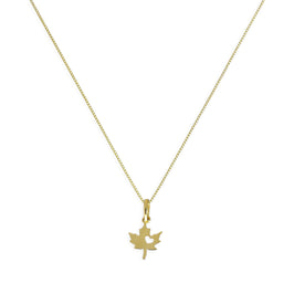 9 Karat Gold Halskette mit Blatt und ausgeschnittenem Herz – 16–20 Zoll