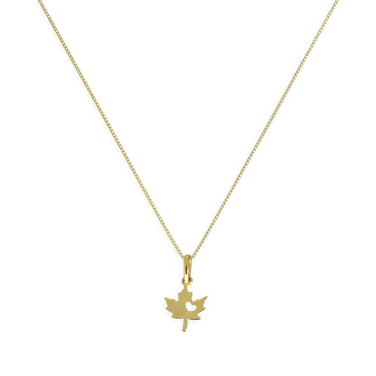 9 Karat Gold Halskette mit Blatt und ausgeschnittenem Herz – 16–20 Zoll