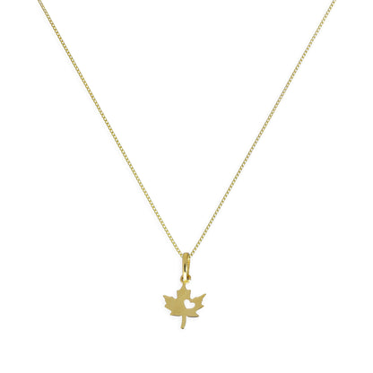 9 Karat Gold Halskette mit Blatt und ausgeschnittenem Herz – 16–20 Zoll