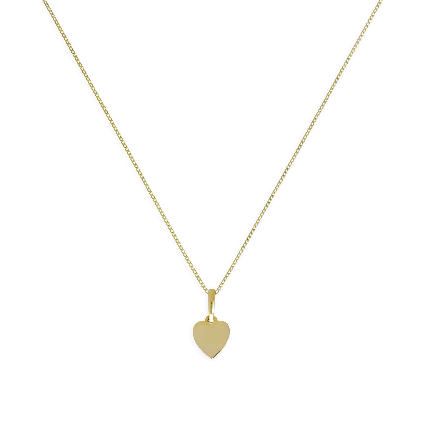 Halskette mit kleinem gravierbarem Herzanhänger aus 9 Karat Gold, 16–20 Zoll
