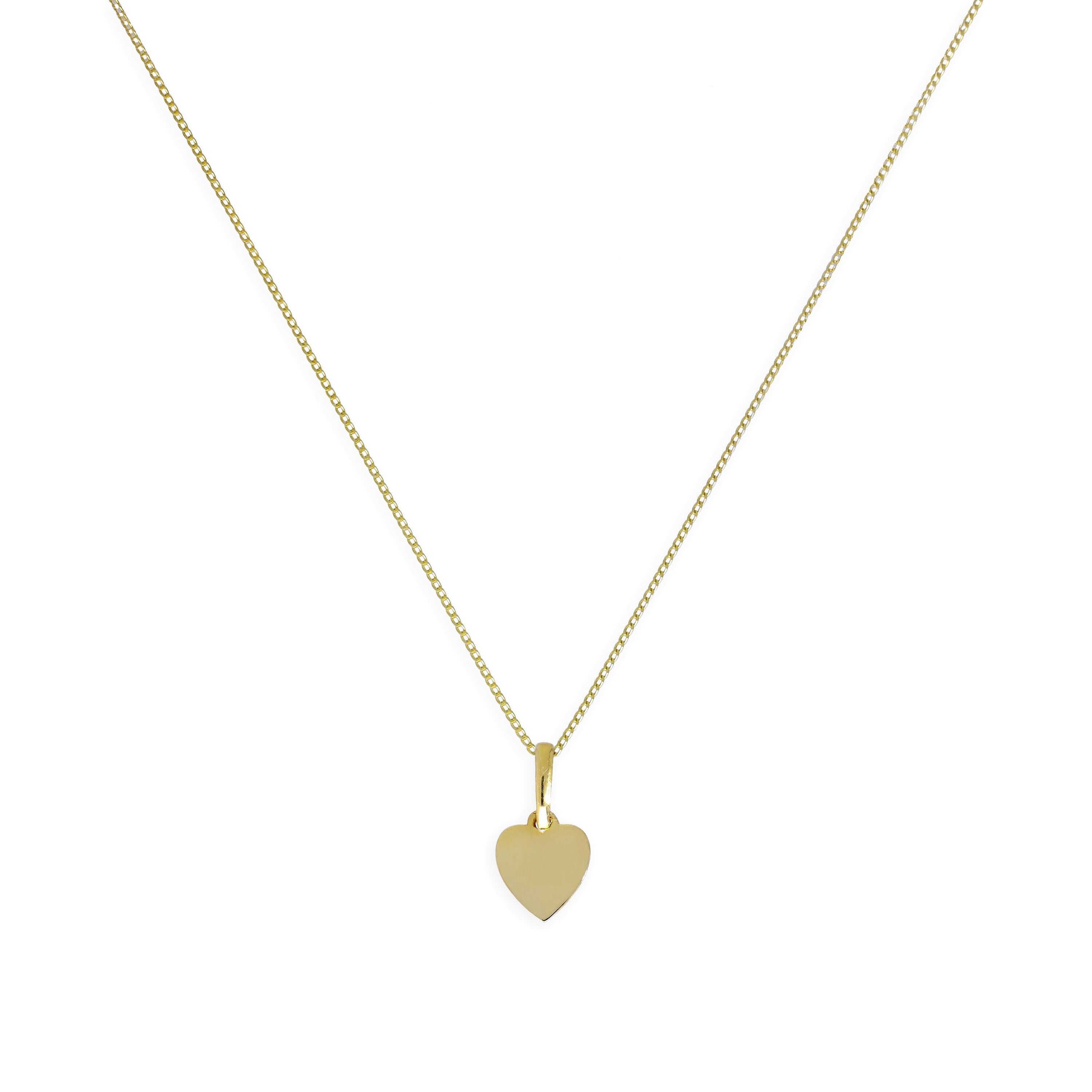 Halskette mit kleinem gravierbarem Herzanhänger aus 9 Karat Gold, 16–20 Zoll
