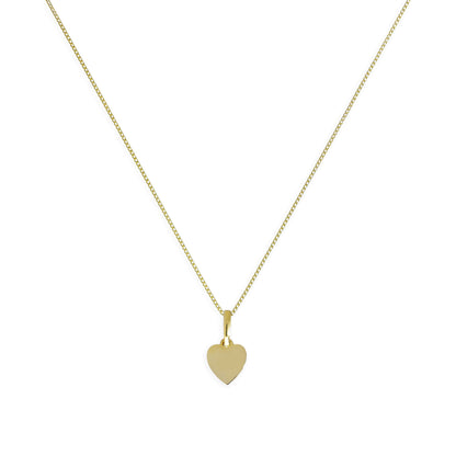 Halskette mit kleinem gravierbarem Herzanhänger aus 9 Karat Gold, 16–20 Zoll