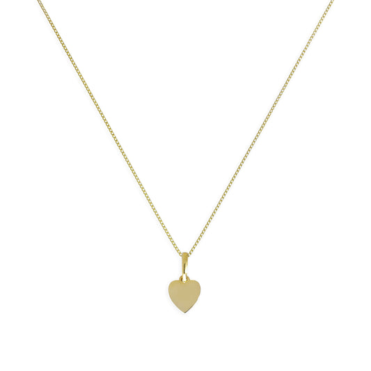 Halskette mit kleinem gravierbarem Herzanhänger aus 9 Karat Gold, 16–20 Zoll