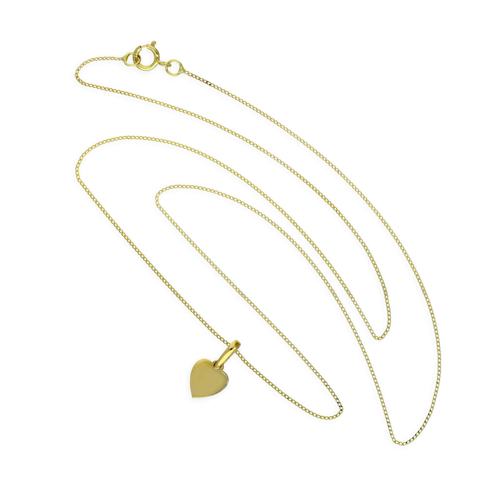 Halskette aus 9 Karat Gold mit kleinem, gravierbarem Herz-Anhänger, 40 - 50 cm