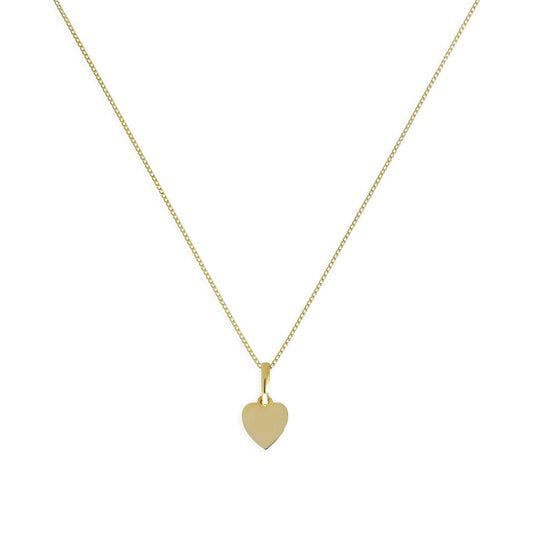 9 Karat Gold Klein Gravierbar Herz Anhänger Halskette 40,5 - 51cm