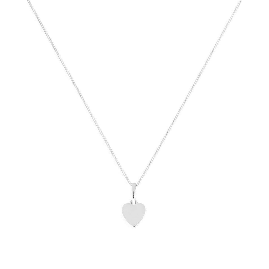 Halskette mit kleinem gravierbarem Herzanhänger aus 9 Karat Weißgold, 16–20 Zoll