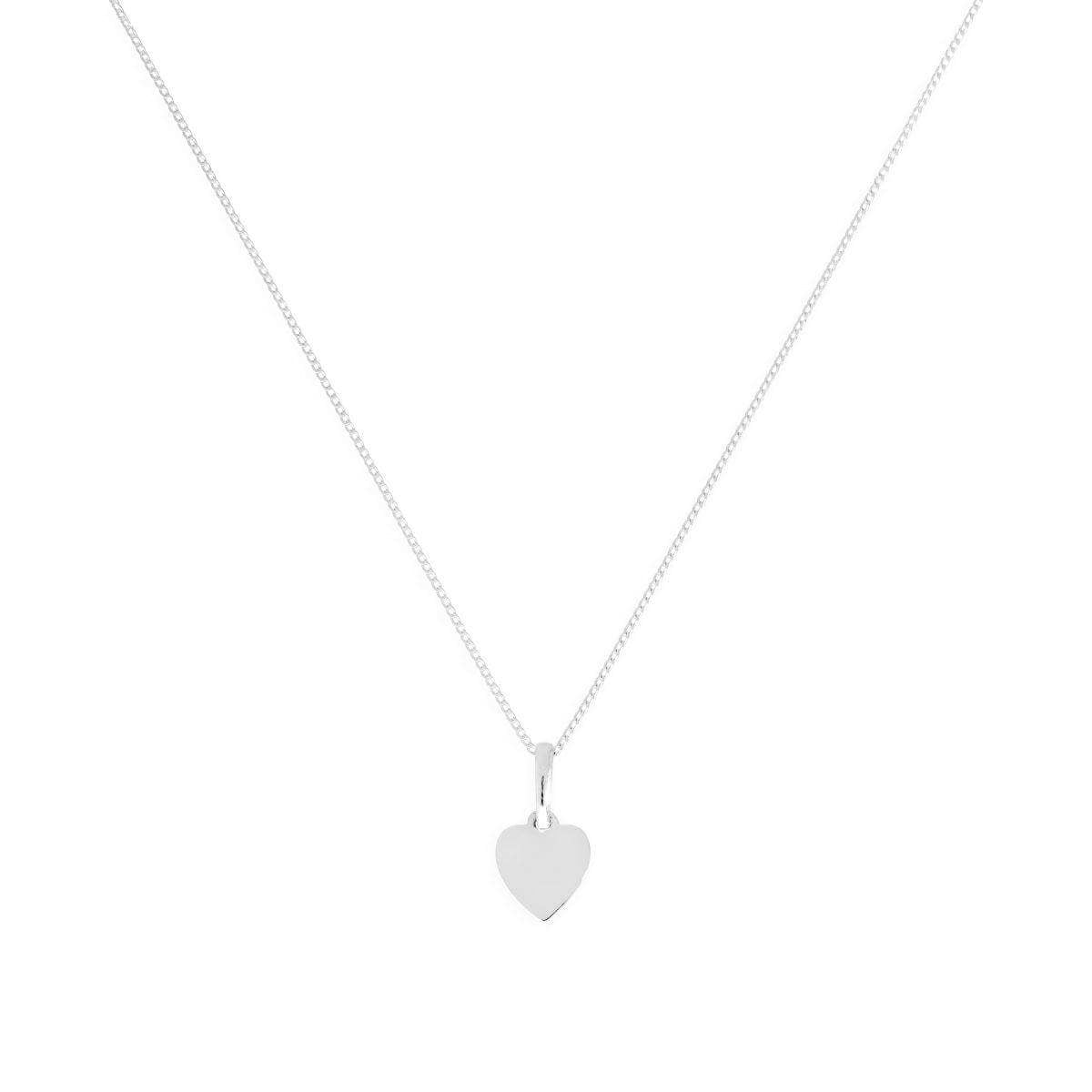 Halskette mit kleinem gravierbarem Herzanhänger aus 9 Karat Weißgold, 16–20 Zoll