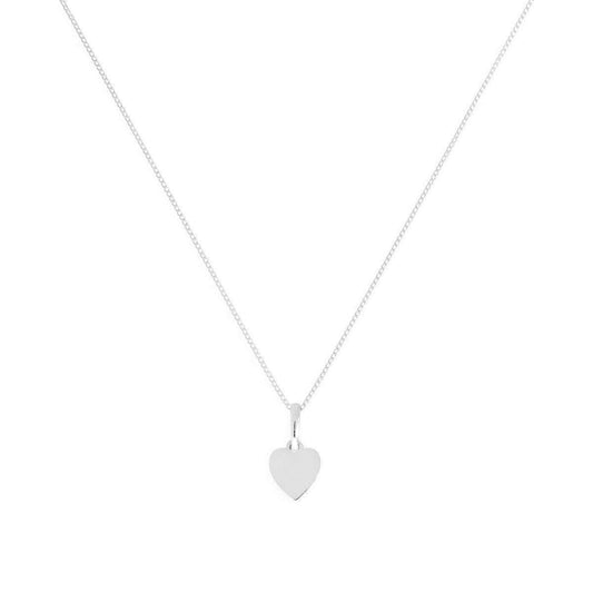 Halskette mit kleinem gravierbarem Herzanhänger aus 9 Karat Weißgold, 16–20 Zoll