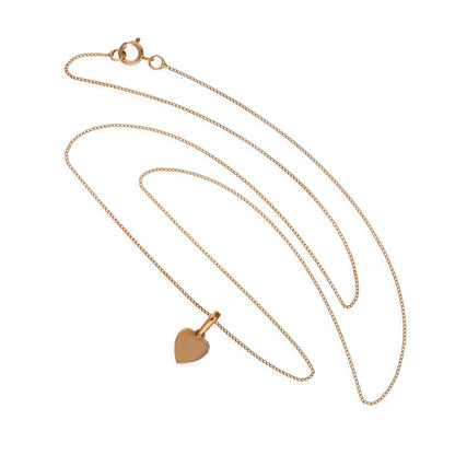 9 Karat Roségold Halskette mit kleinem gravierbarem Herzanhänger 16–18 Zoll