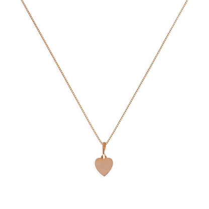 9ct Rose Gold Small Engravable Heart Pendant Necklace 16 - 18 Inches