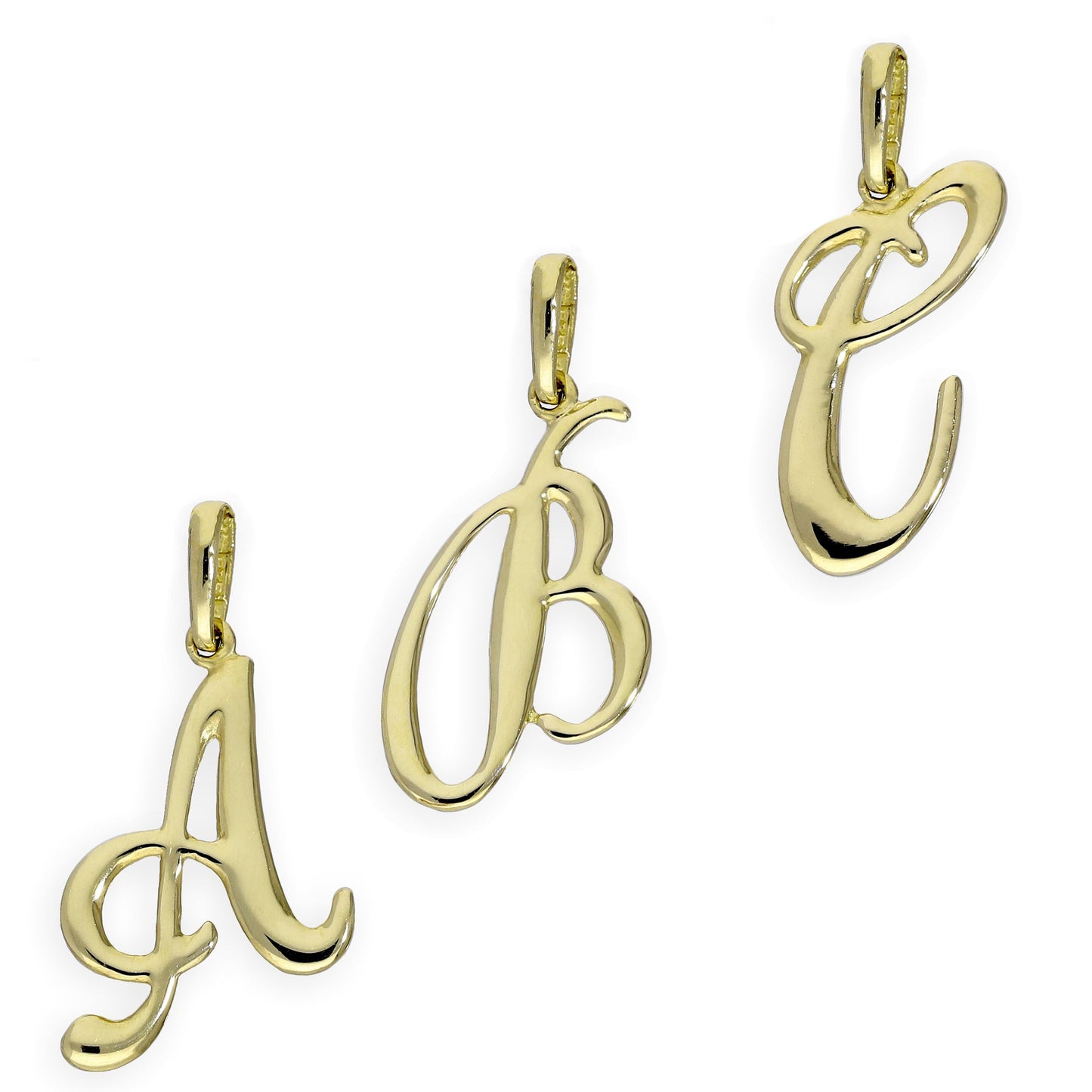 9 Karat Gold Fancy Kalligraphie-Buchstabenanhänger A - Z