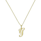 Halskette mit Anhänger aus 9 Karat Gold mit verschnörkelter Kalligraphie-Schrift und Buchstabe G, 16–20 Zoll