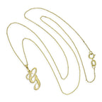 Halskette mit Anhänger aus 9 Karat Gold mit verschnörkelter Kalligraphie-Schrift und Buchstabe G, 16–20 Zoll