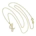 Halskette mit Anhänger aus 9 Karat Gold mit verschnörkelter Kalligraphie-Schrift und Buchstabe X, 16–20 Zoll