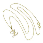 Halskette mit Anhänger aus 9 Karat Gold mit verschnörkelter Kalligraphie-Schrift und Buchstabe Z, 16–20 Zoll