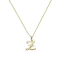 Halskette mit Anhänger aus 9 Karat Gold mit verschnörkelter Kalligraphie-Schrift und Buchstabe Z, 16–20 Zoll