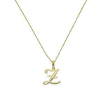 Halskette mit Anhänger aus 9 Karat Gold mit verschnörkelter Kalligraphie-Schrift und Buchstabe Z, 16–20 Zoll