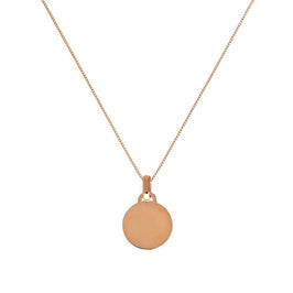 9 Karat Roségold kleine gravierbare Kreis-Anhänger-Halskette 16–18 Zoll