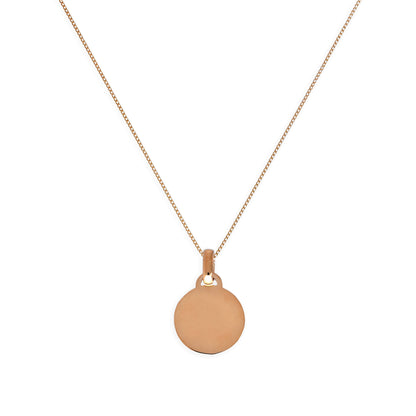 9 Karat Roségold kleine gravierbare Kreis-Anhänger-Halskette 16–18 Zoll