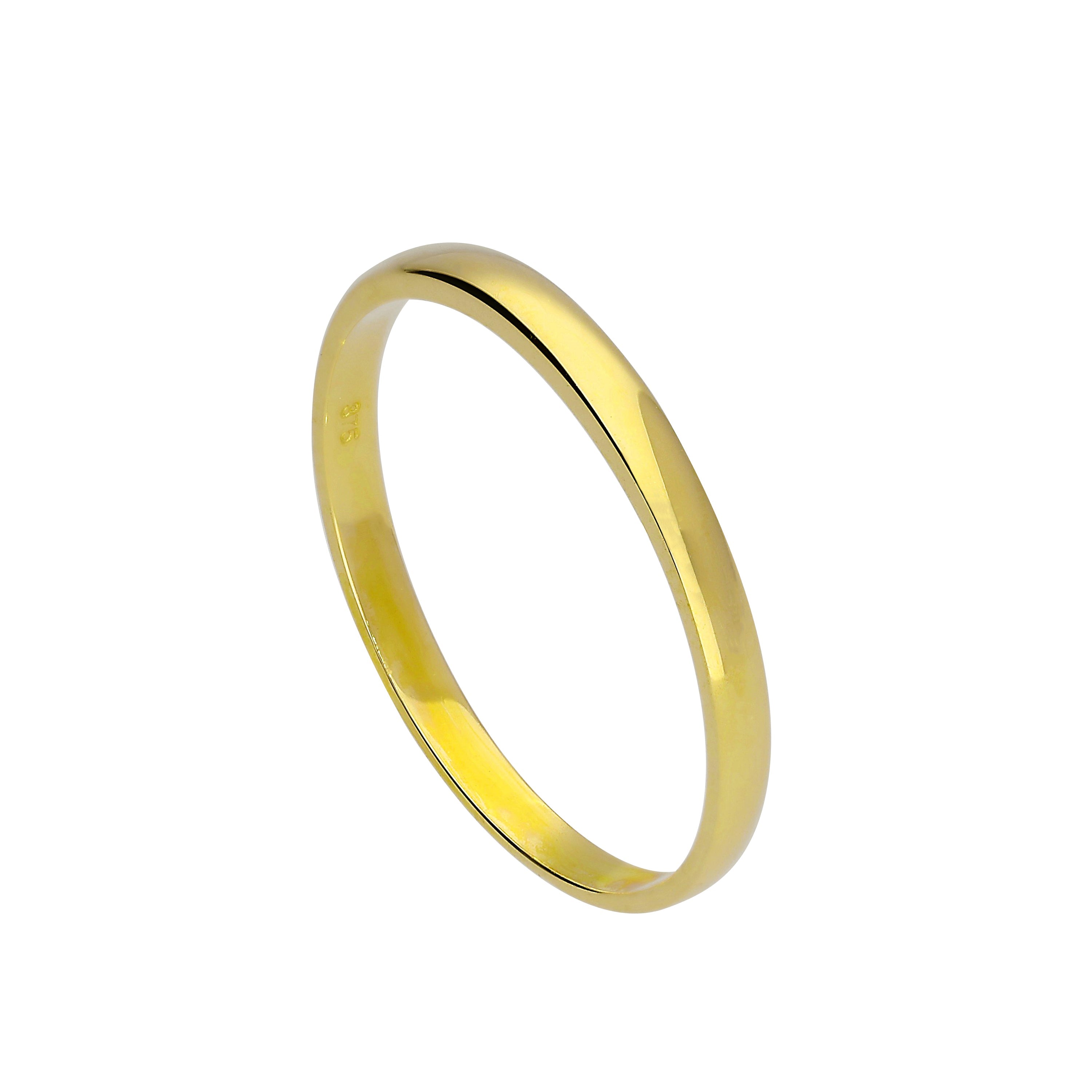 9 Karat Gold 2 mm Ehering Größe I - U