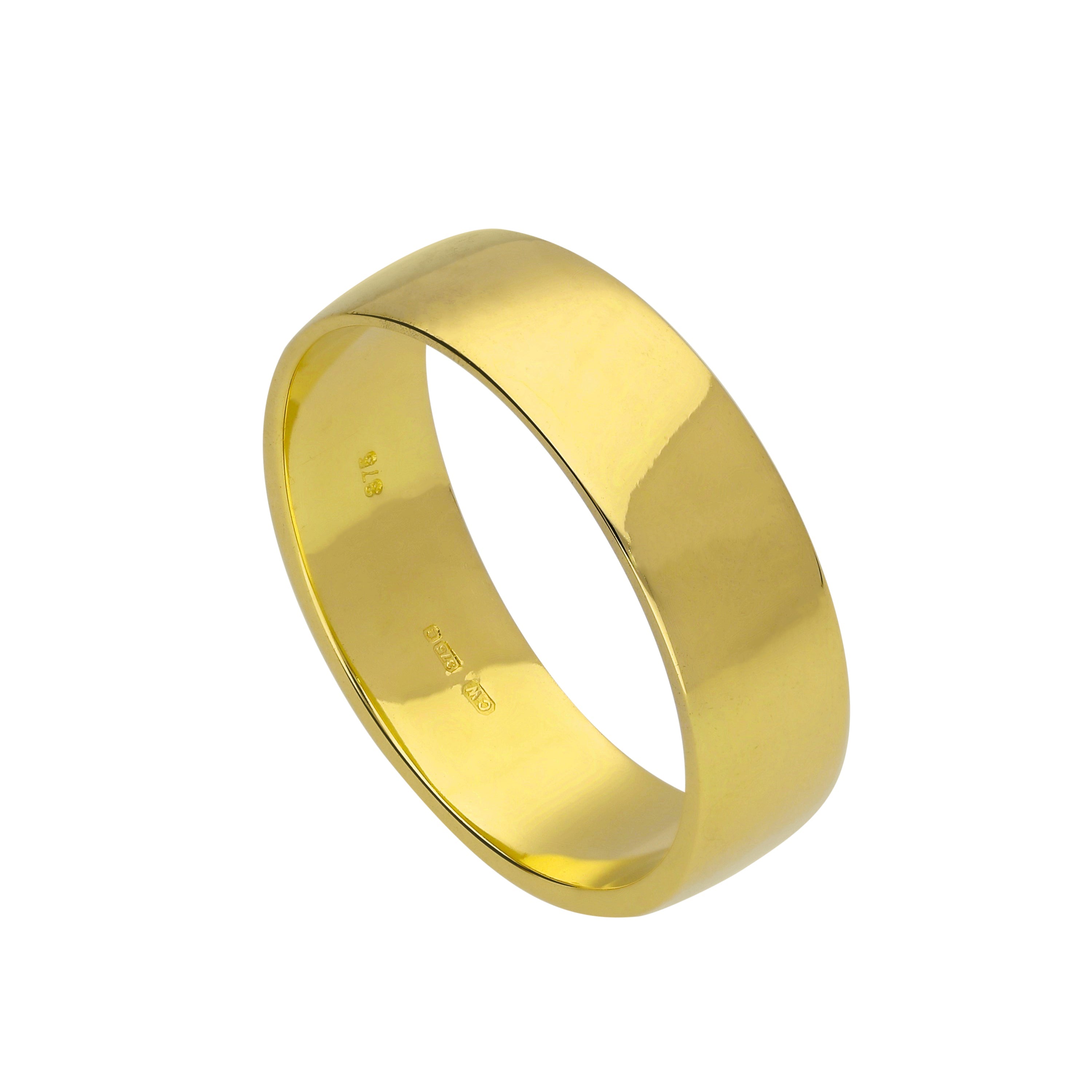 9 Karat Gold gravierbarer 6 mm Ehering Größe I–U