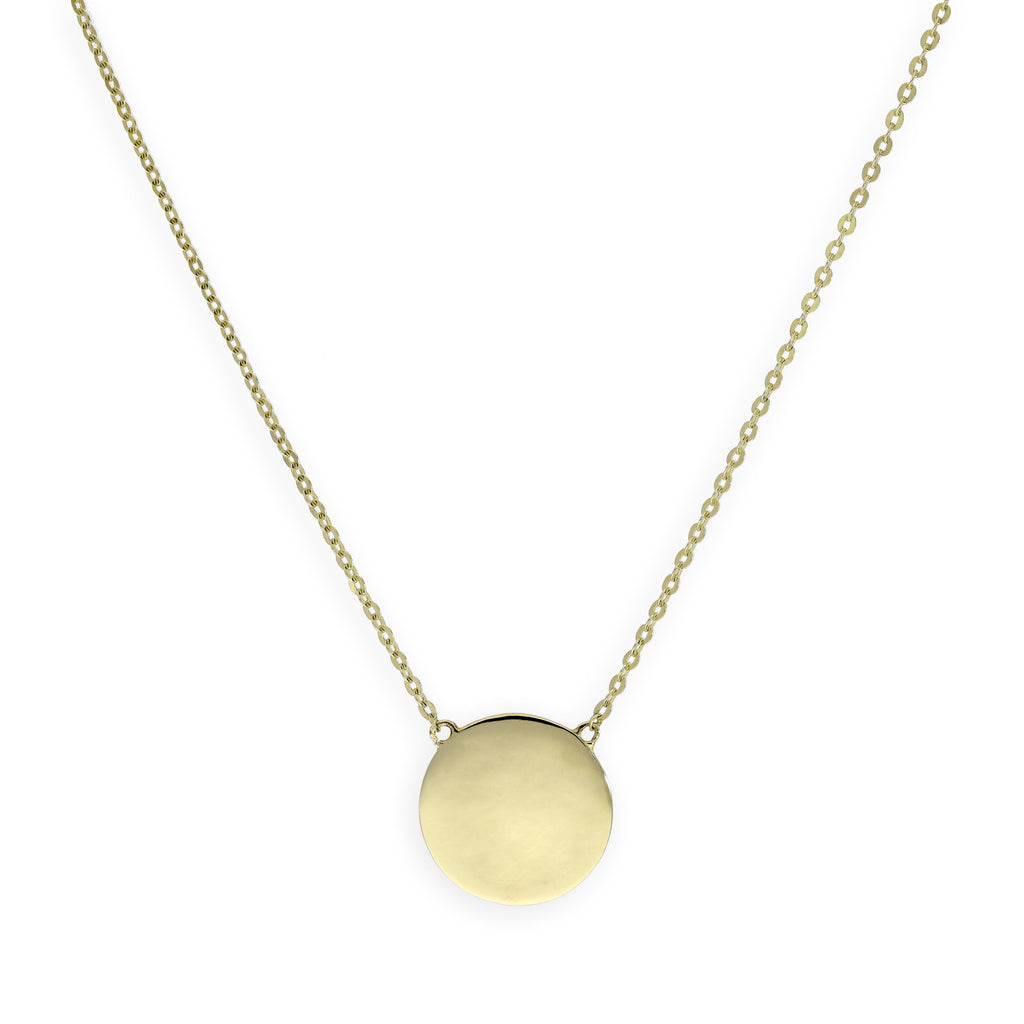 9 Karat Gold Gravierbar Rund Anhänger mit 45,5 cm Kette