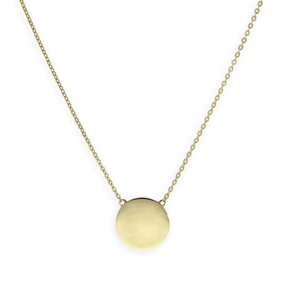 9 Karat Gold Gravierbar Rund Anhänger mit 45,5 cm Kette