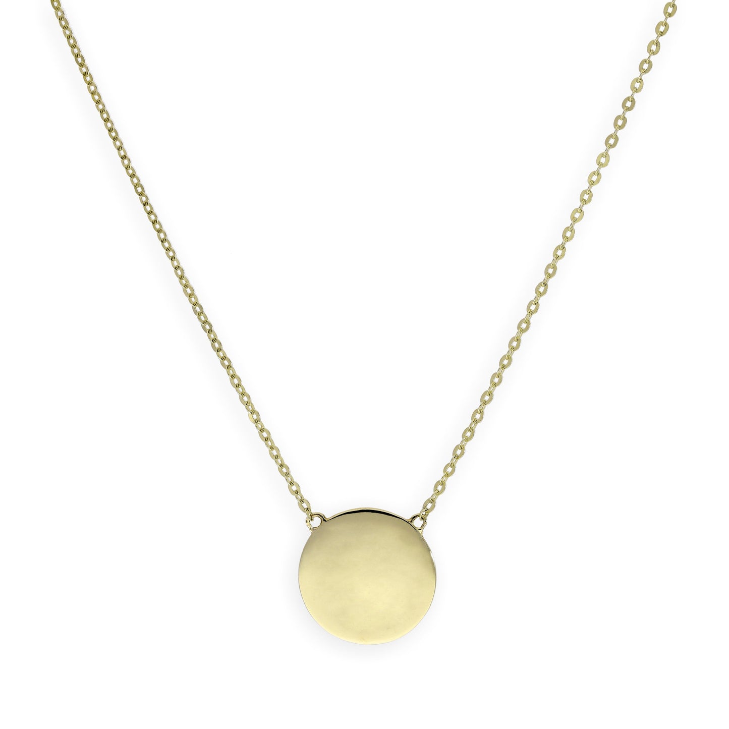 9 Karat Gold Gravierbar Rund Anhänger mit 45,5cm Kette