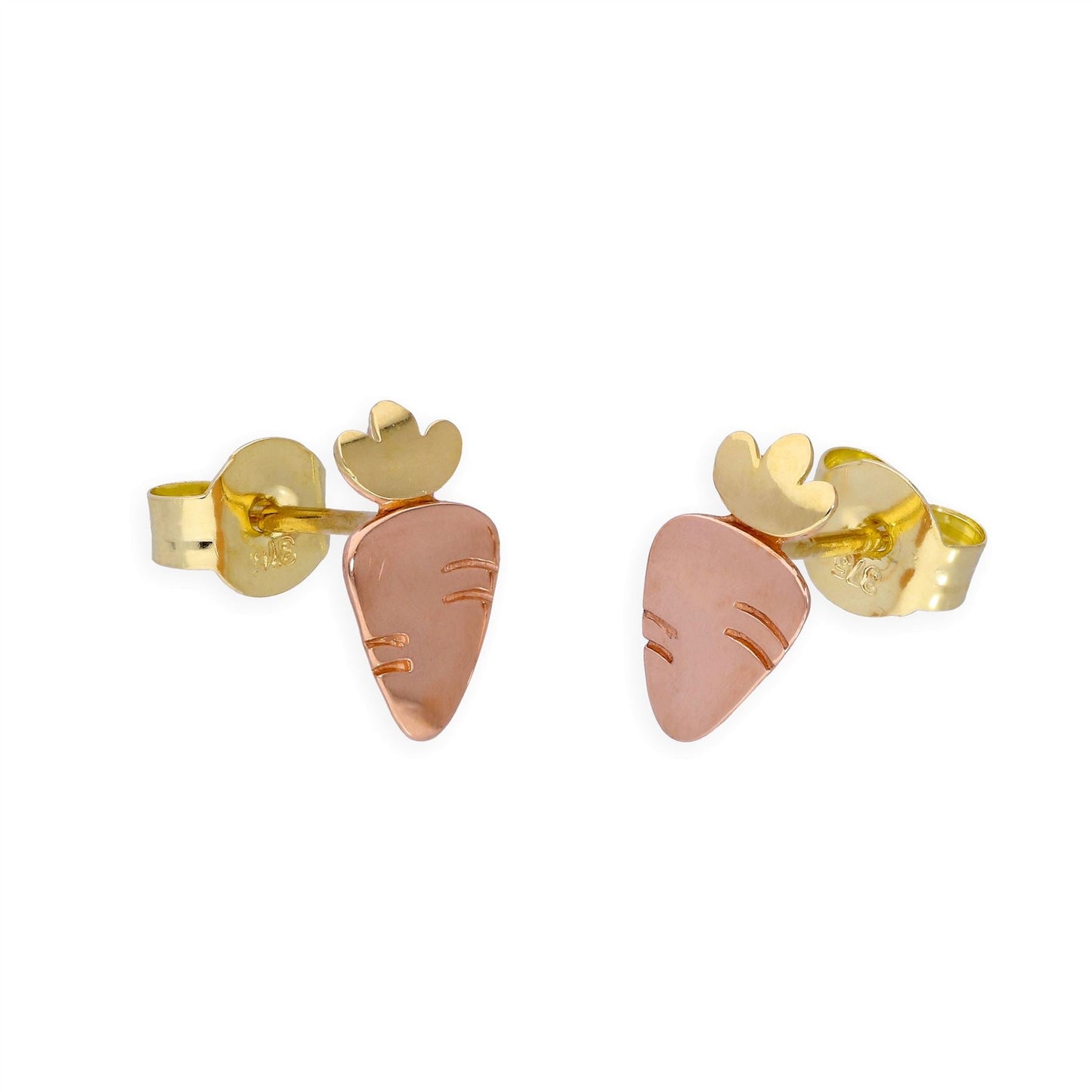 9ct Rose & Yellow Gold Carrot Stud Earrings