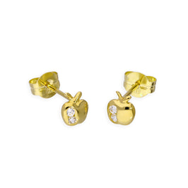 9 Karat Gold & Klar CZ Kristall Apfel Ohrstecker
