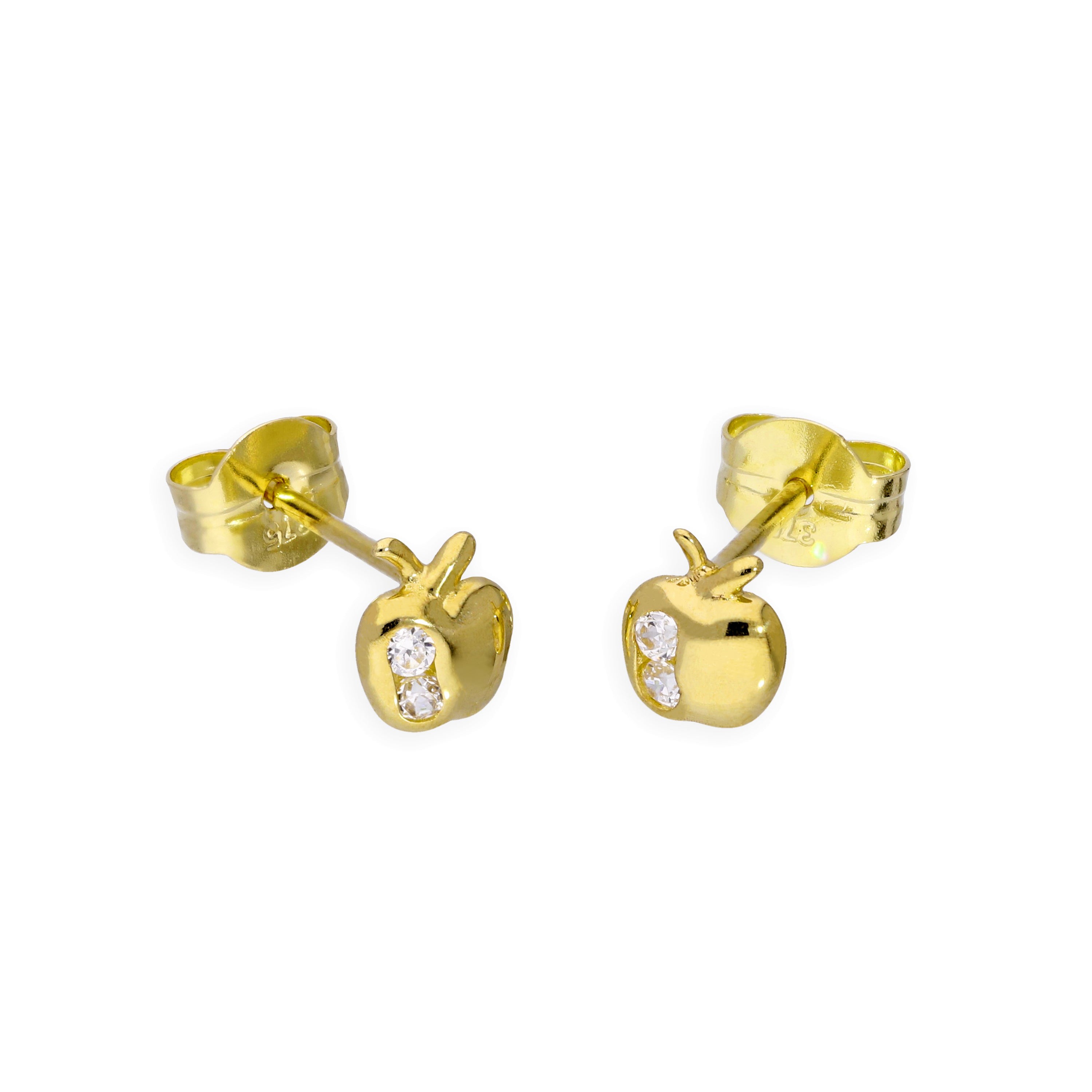 9 Karat Gold & Klar CZ Kristall Apfel Ohrstecker
