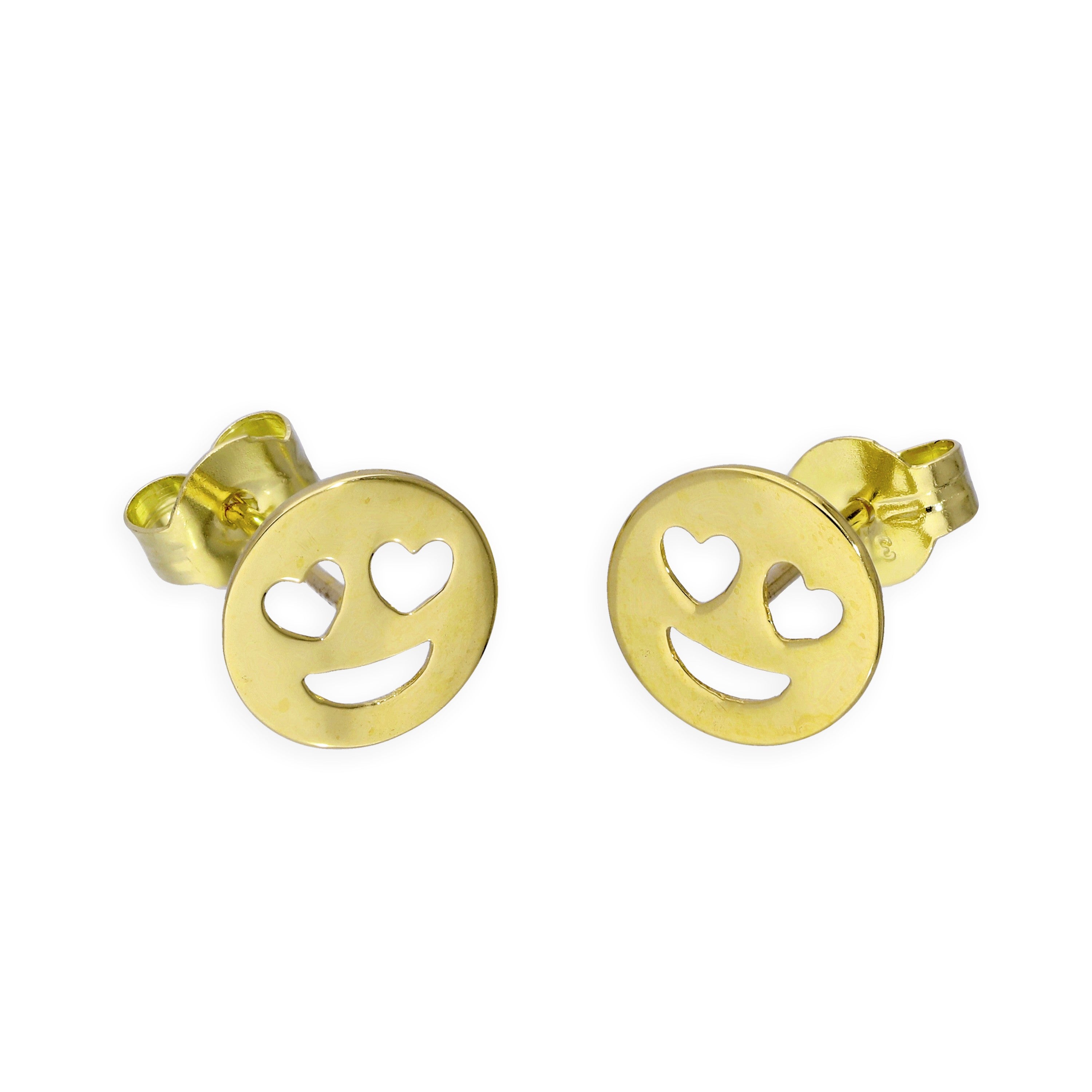 9 Karat Gold Herz Augen Emotikon Ohrstecker