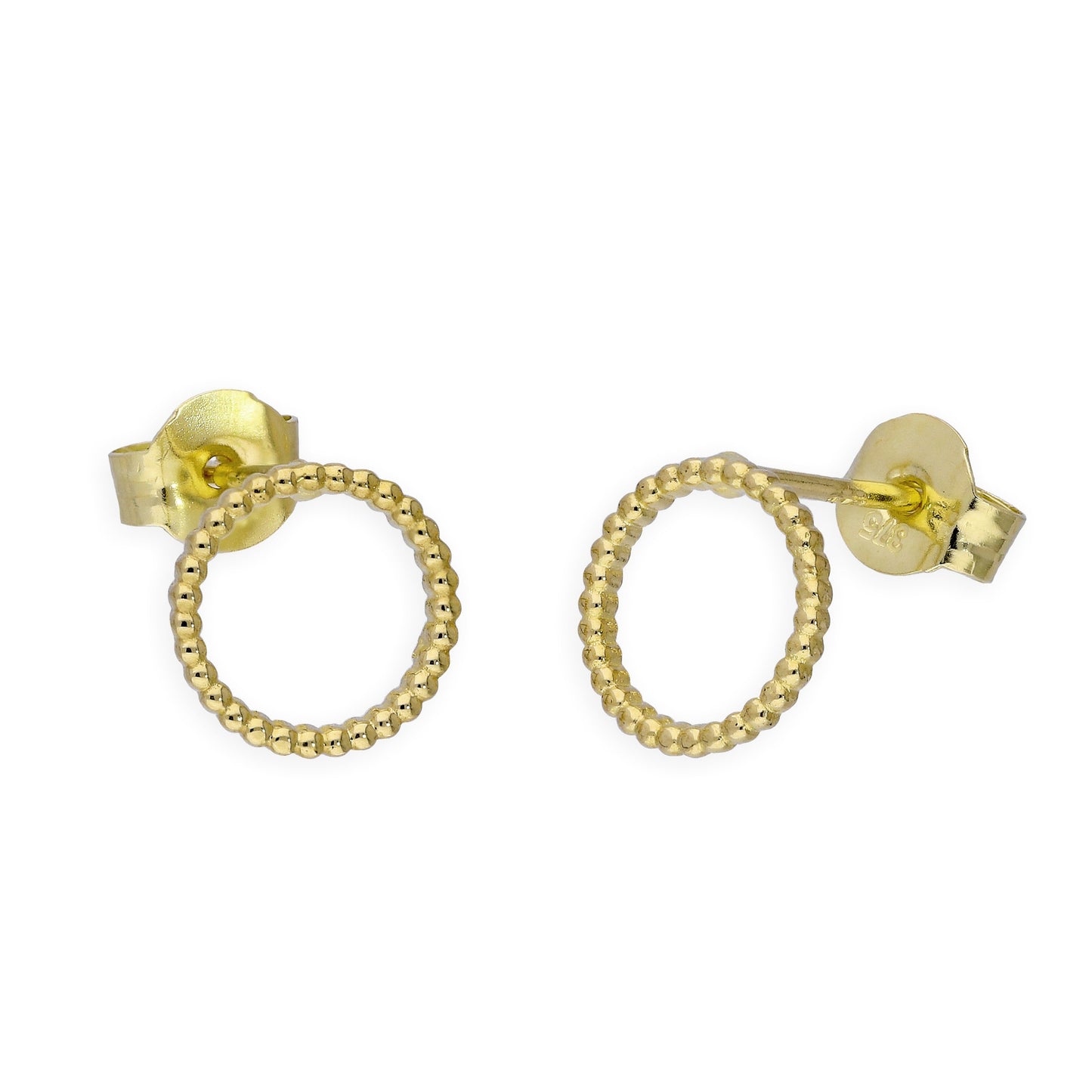 9 Karat Gold 7mm Kugeln Offen Karma Kreis Ohrstecker