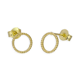 9 Karat Gold 7 mm Kugeln Offen Karma Kreis Ohrstecker