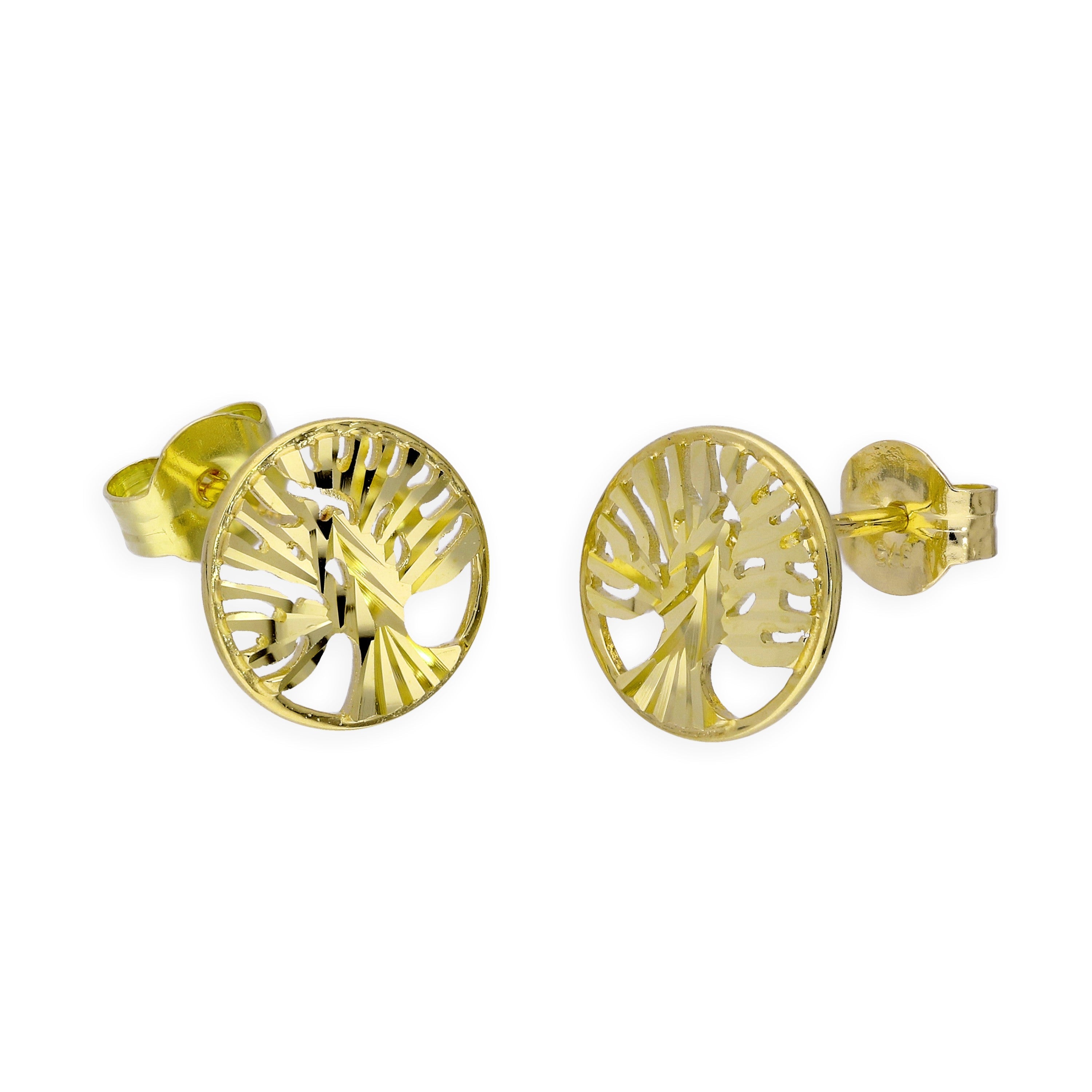 9 Karat Gold Ausgeschnitten Baum des Lebens Ohrstecker
