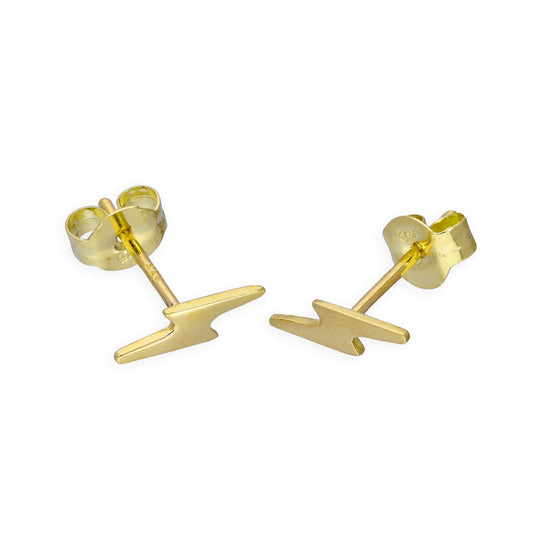 9ct Gold Lightning Bolt Stud Earrings