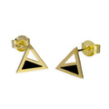 9 Karat Gold & Schwarz Emaille Zweiton Dreieck Ohrstecker