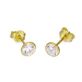 9 Karat Gold & Klar CZ Kristall 5 mm Kreis Ohrstecker