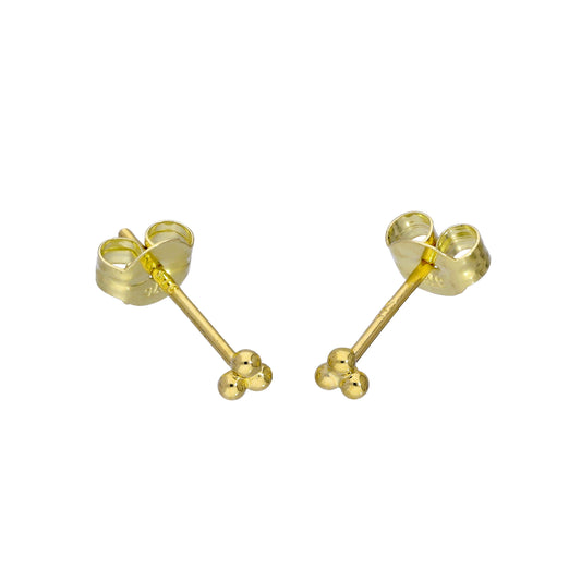 Tiny 9ct Gold Three Circles Stud Earrings