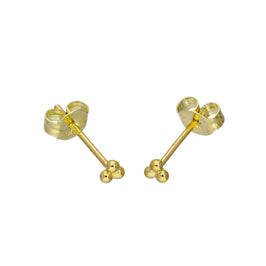 Winzig 9 Karat Gold Drei Kreise Ohrstecker