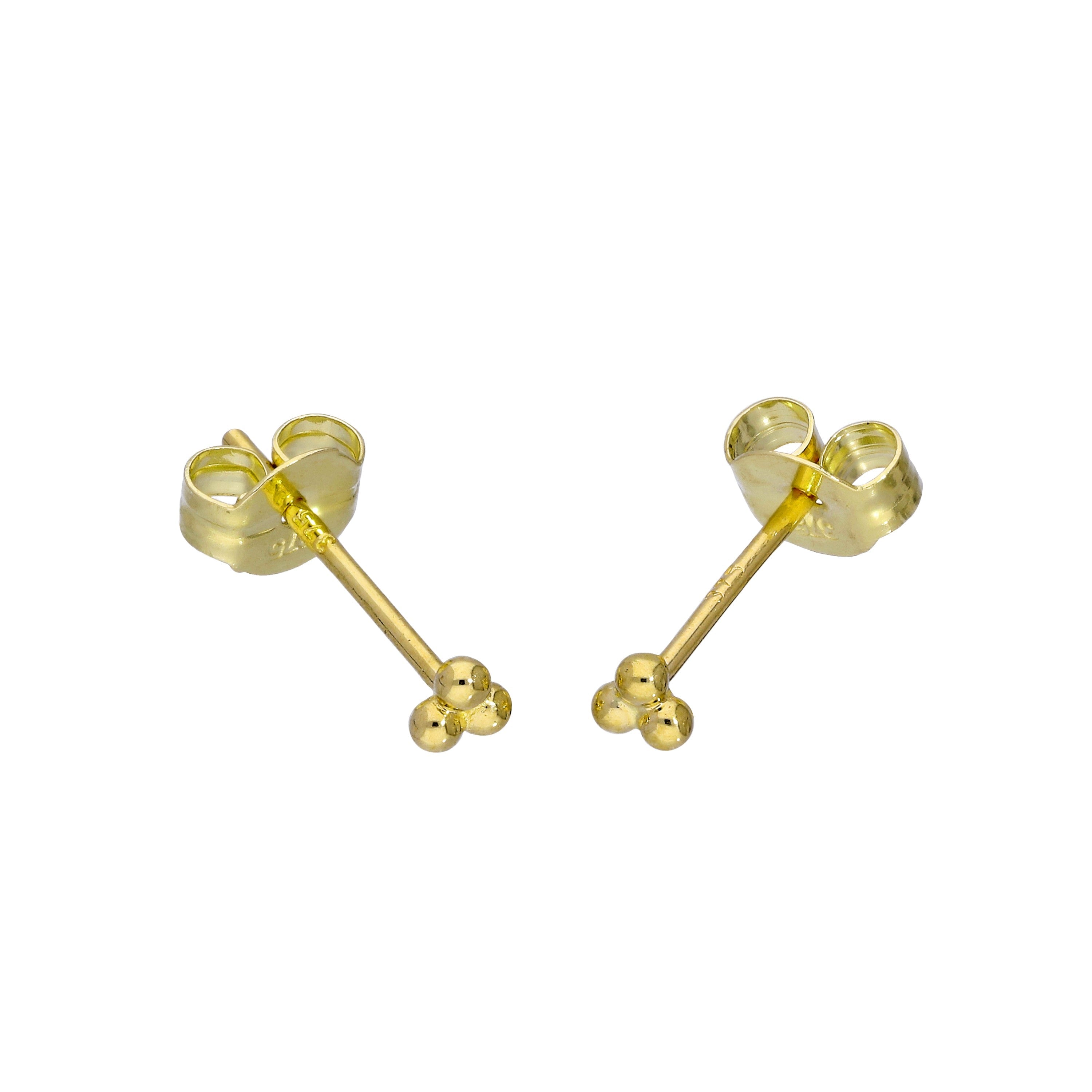 Winzig 9 Karat Gold Drei Kreise Ohrstecker