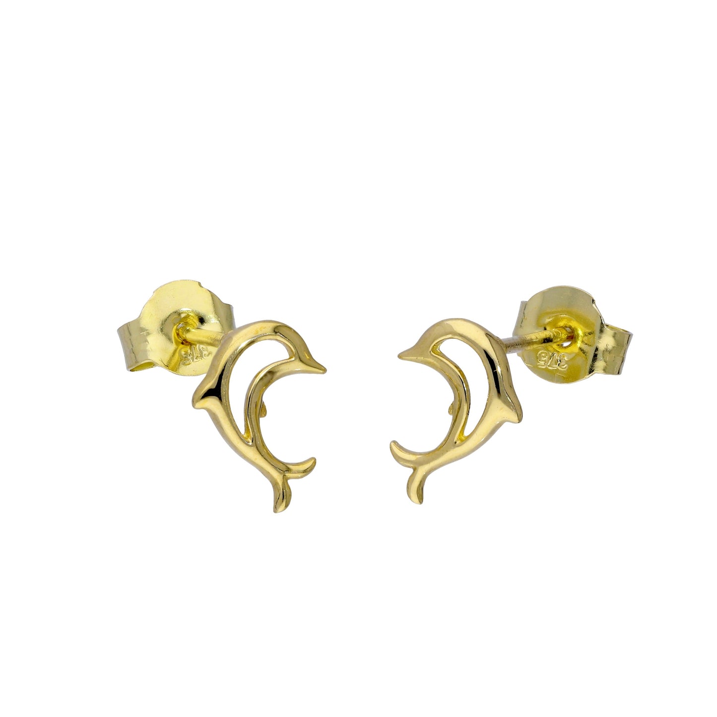 9 Karat Gold Offen Springender Delfin Ohrstecker