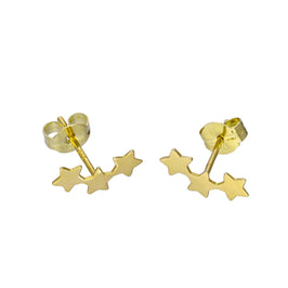 9 Karat Gold Dreifach Stern Ohrstecker