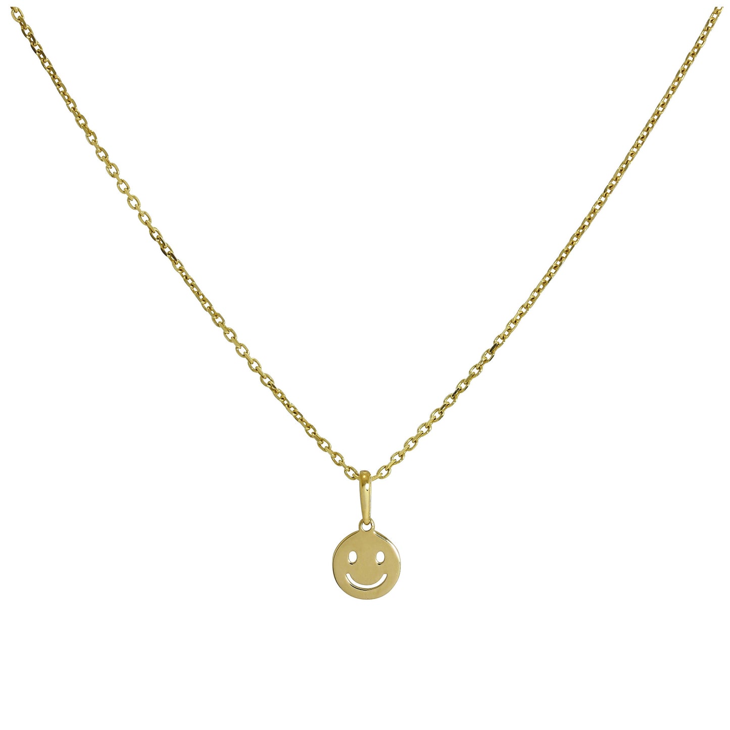 9 Karat Gold Smiley Gesicht Anhänger Halskette 40,5 - 51cm