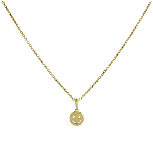 Halskette mit Smiley-Anhänger aus 9 Karat Gold, 16–20 Zoll