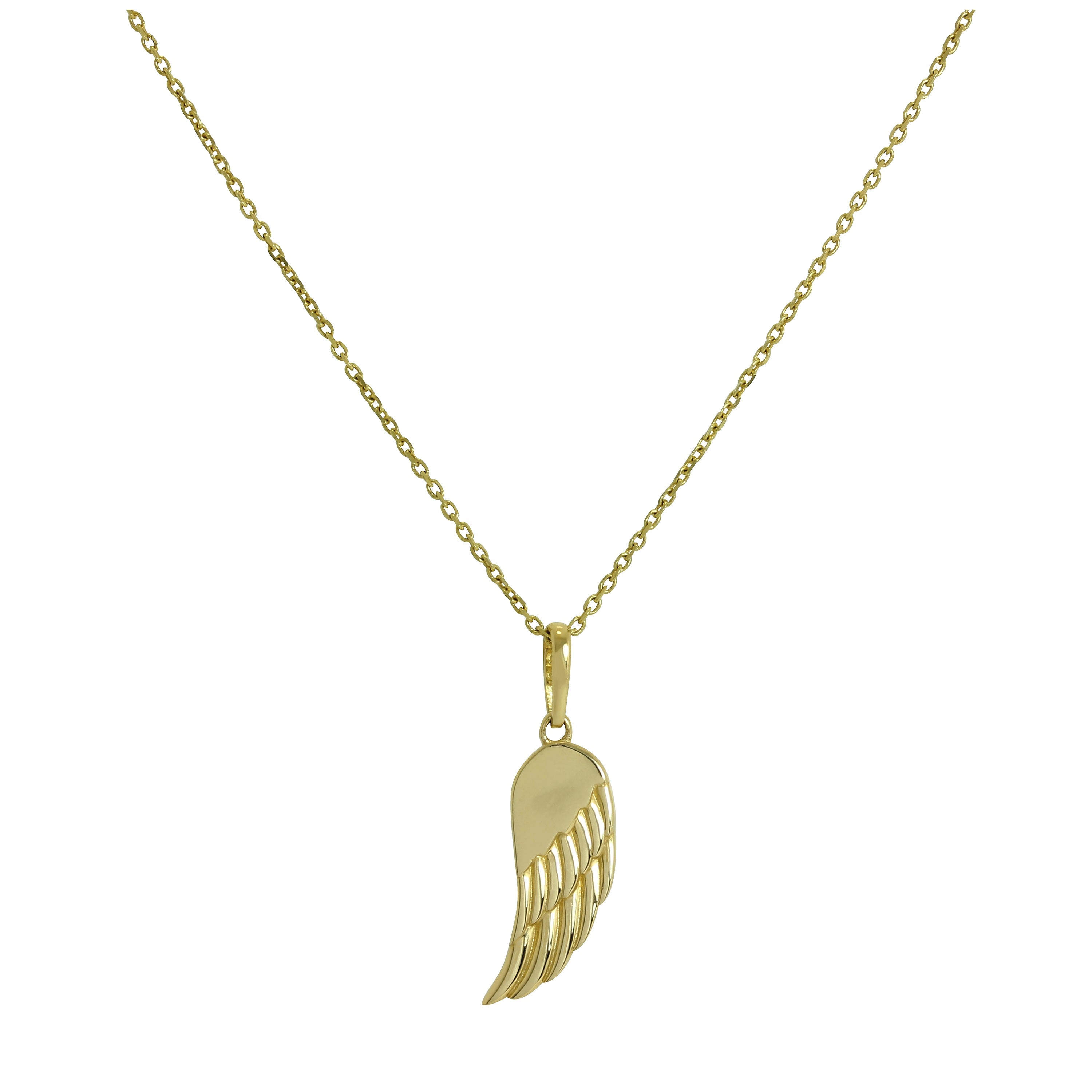 Halskette mit Engelsflügel-Anhänger aus 9 Karat Gold, 16–20 Zoll