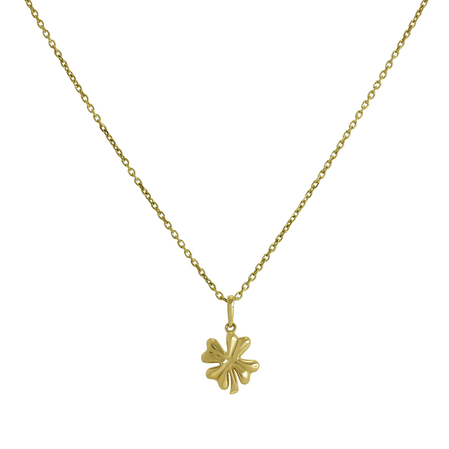 Halskette mit Anhänger aus 9 Karat Gold in Form eines vierblättrigen Kleeblatts, 40–50 cm