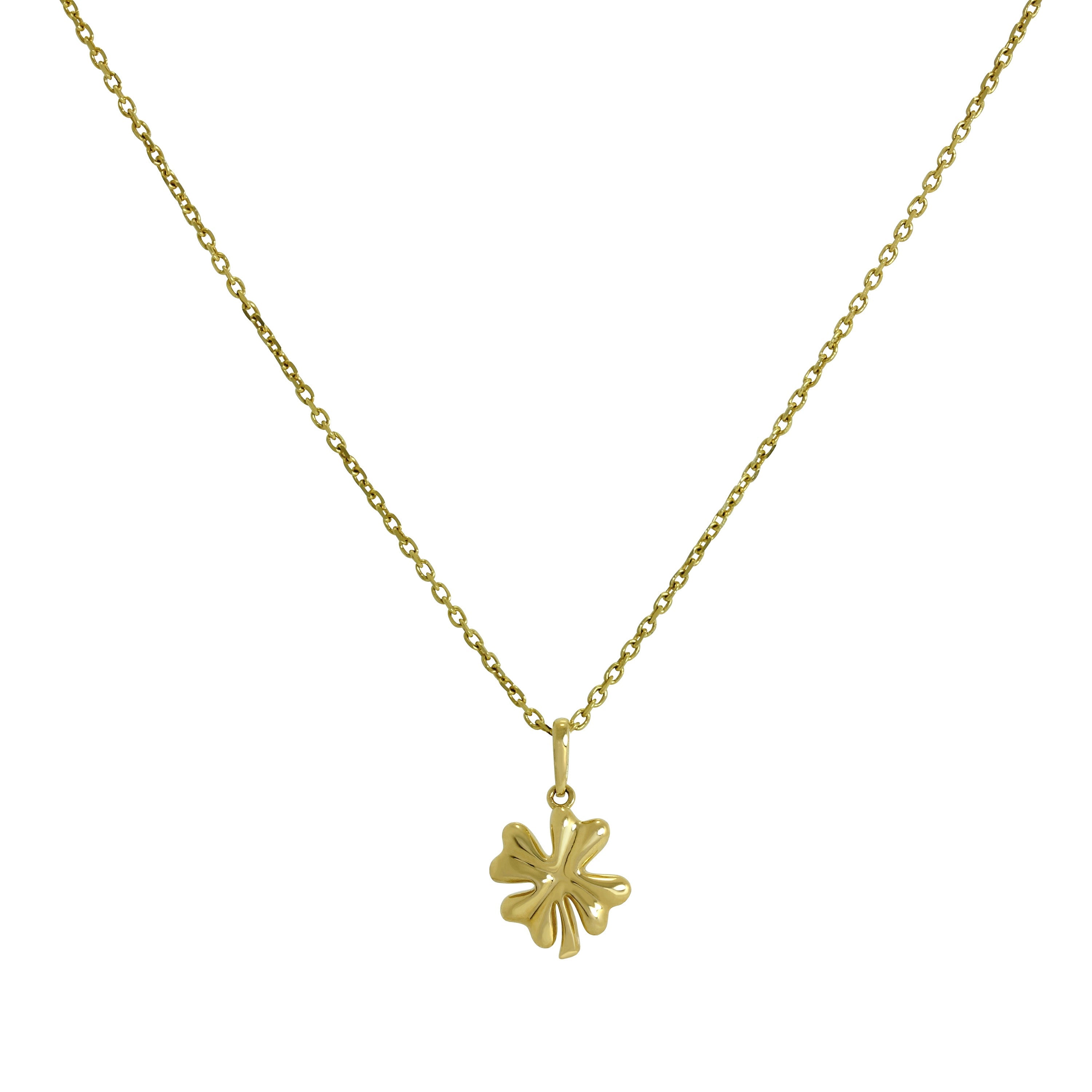 Halskette mit Anhänger aus 9 Karat Gold in Form eines vierblättrigen Kleeblatts, 40–50 cm
