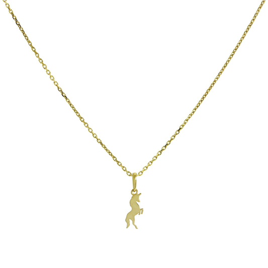 9 Karat Gold Einhorn Anhänger Halskette 40,5 - 51cm